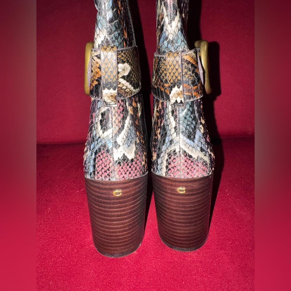 Coach Evelyn Multicolor Genuine Snakeskin Heeled Boots - Picture 6 of 11